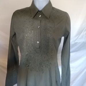 H.M. L.O.G.G. Woman's Size 4 Green Shirt Button Up